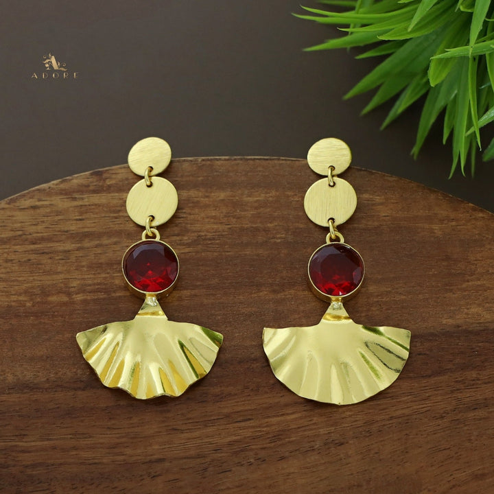 Golden Coin Glossy Round Golden Plated Leafy Earring