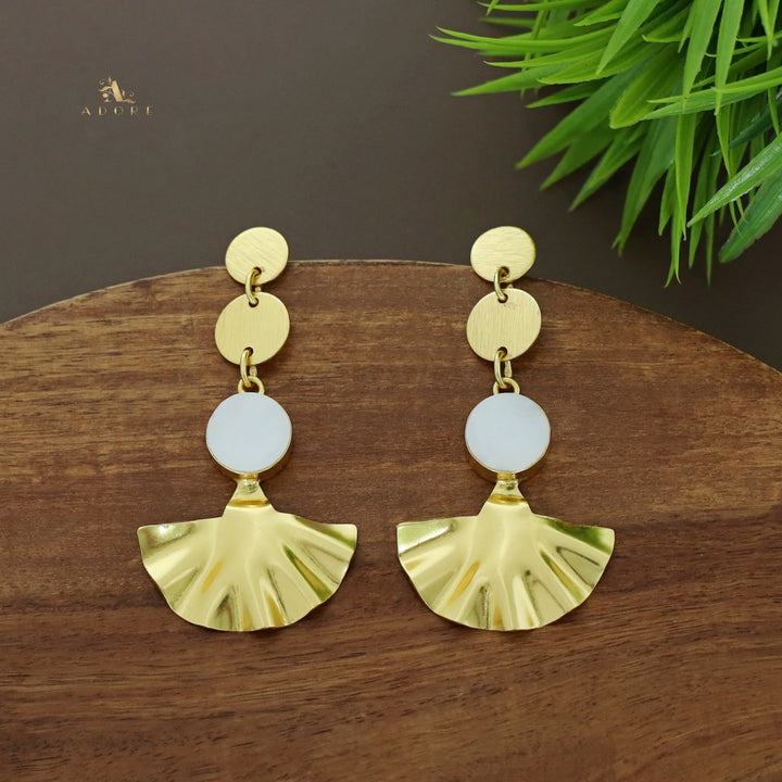 Golden Coin Glossy Round Golden Plated Leafy Earring