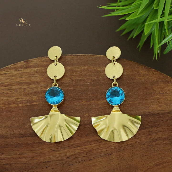 Golden Coin Glossy Round Golden Plated Leafy Earring