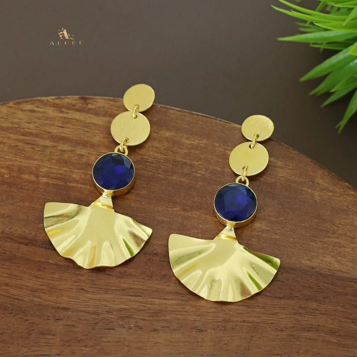 Golden Coin Glossy Round Golden Plated Leafy Earring