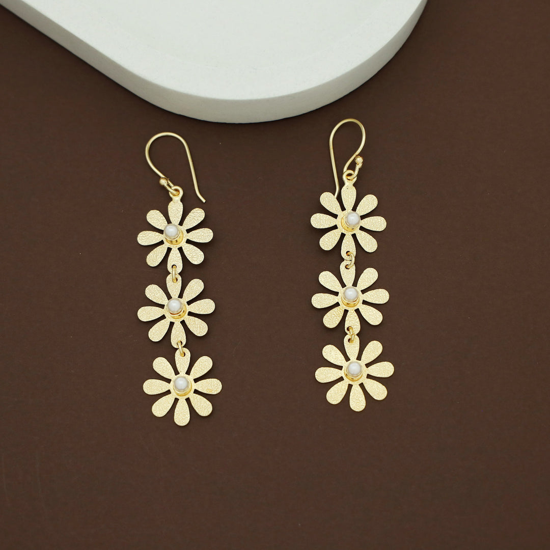 Midhila Textured Tri Flower Drop