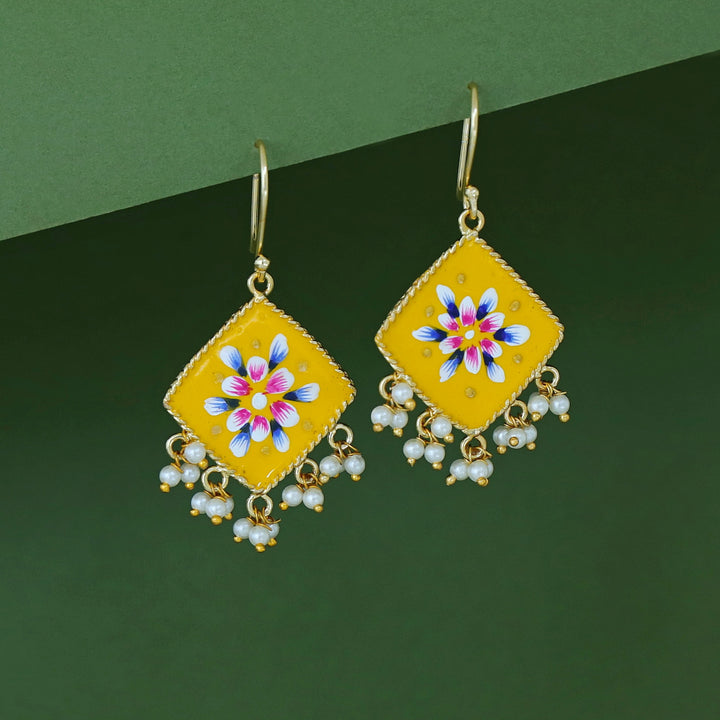 Hand Painted Diamond Pearl Drop