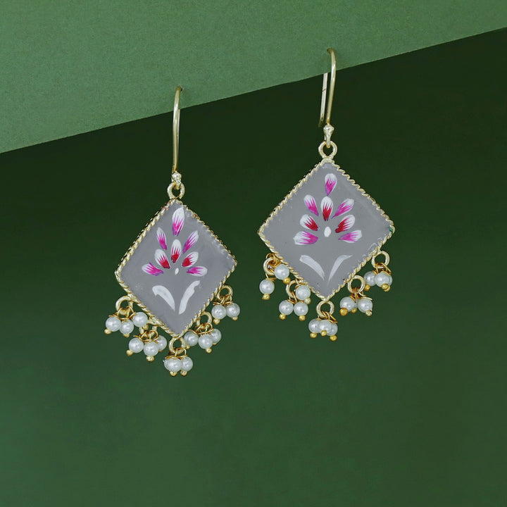 Hand Painted Diamond Pearl Drop