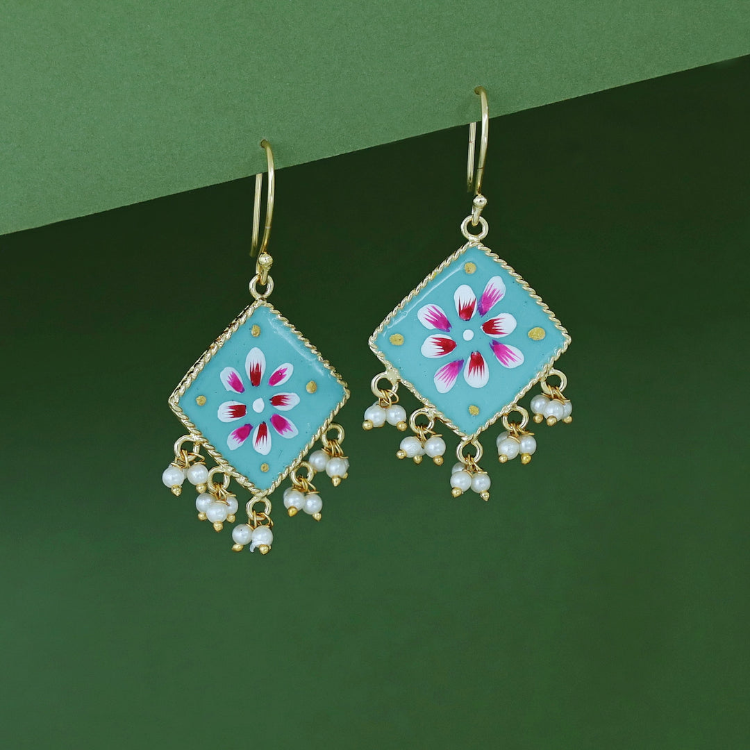 Hand Painted Diamond Pearl Drop