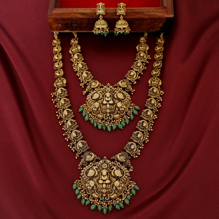 Premium Savya Devi Mayura Bridal Set Neckpiece With Earring