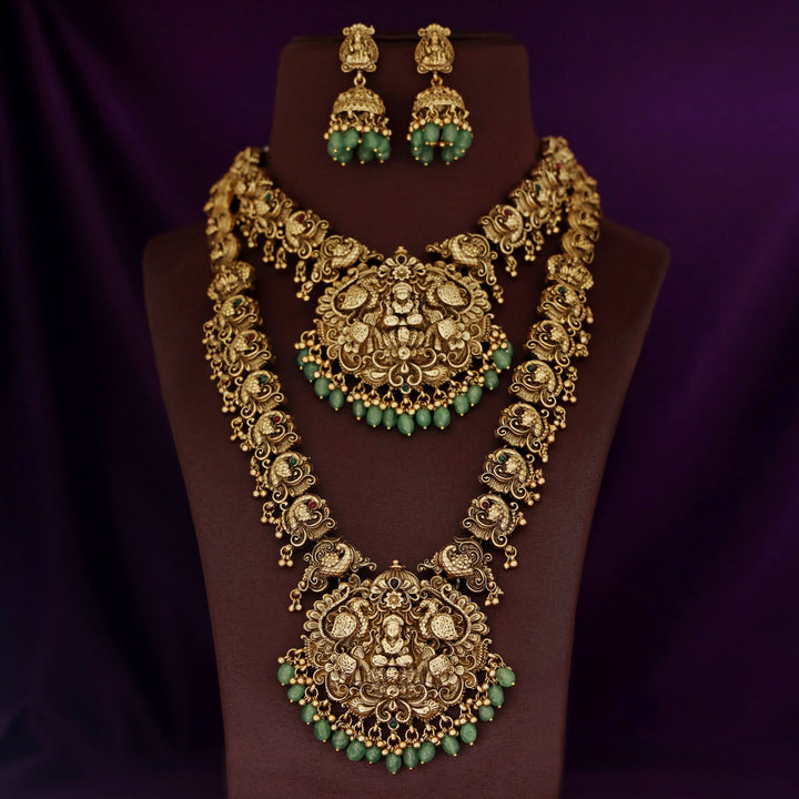 Premium Savya Devi Mayura Bridal Set Neckpiece With Earring