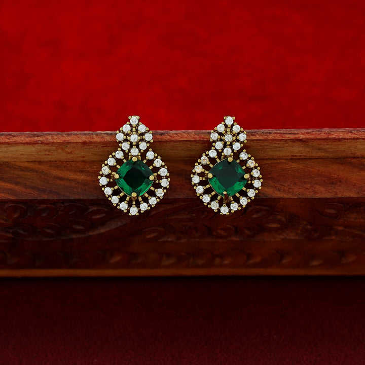 Misbah Flower AD Stone Short Neckpiece With Earring