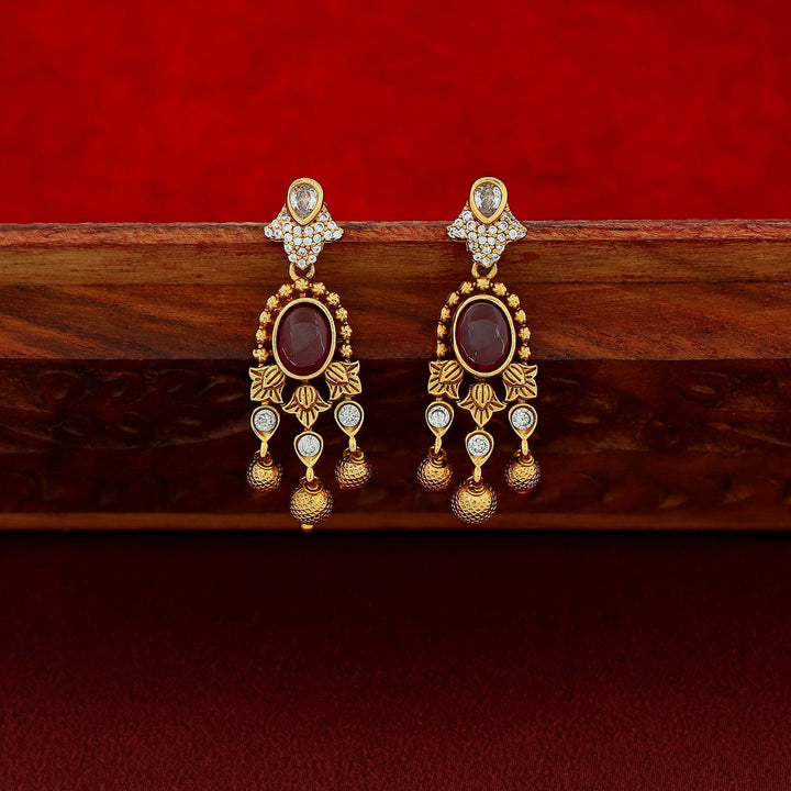 Premium Saisha Pearl Navratna Neckpiece With Earring