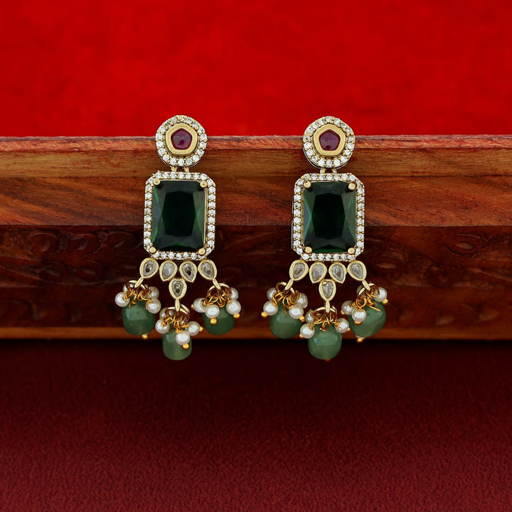 Mehar AD Stone Stiff Neckpiece With Earring