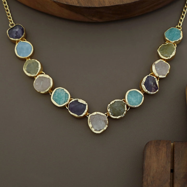 Esme Round Raw Stone Choker / Short Neckpiece
