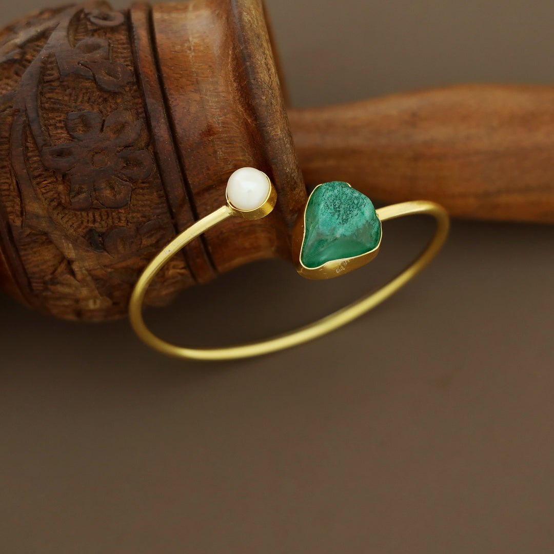 Libra Dyed & Raw Stone + Pearl Bangle