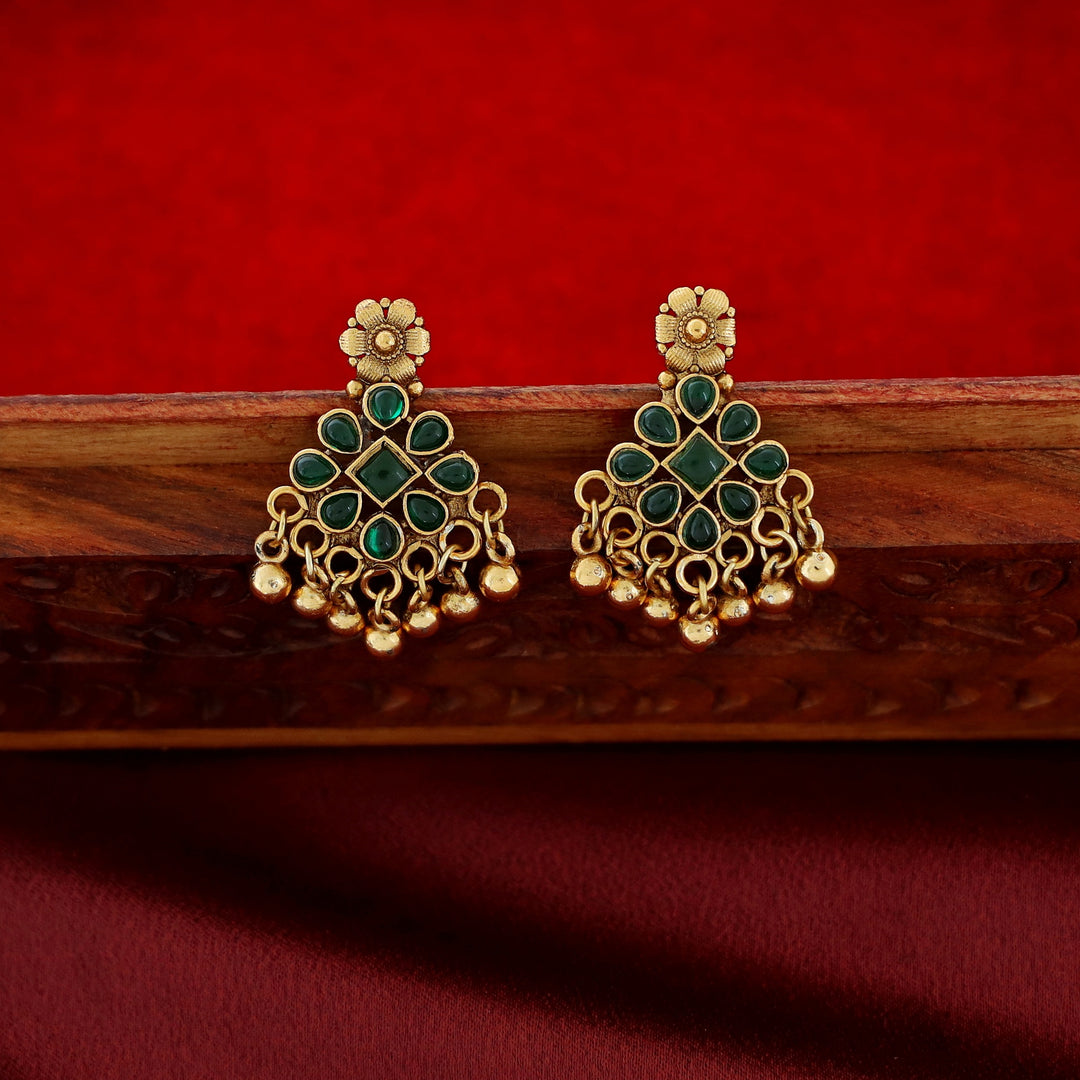 Sharini Mango Floral Golden Ball Neckpiece With Earring