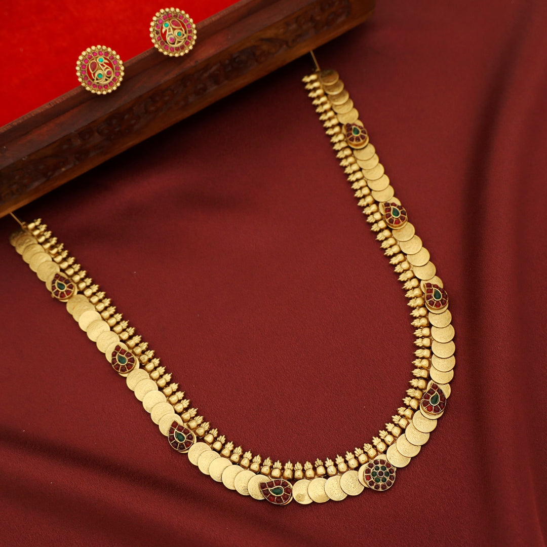 Rudrika Mango Kashi Long Neckpiece With Earring