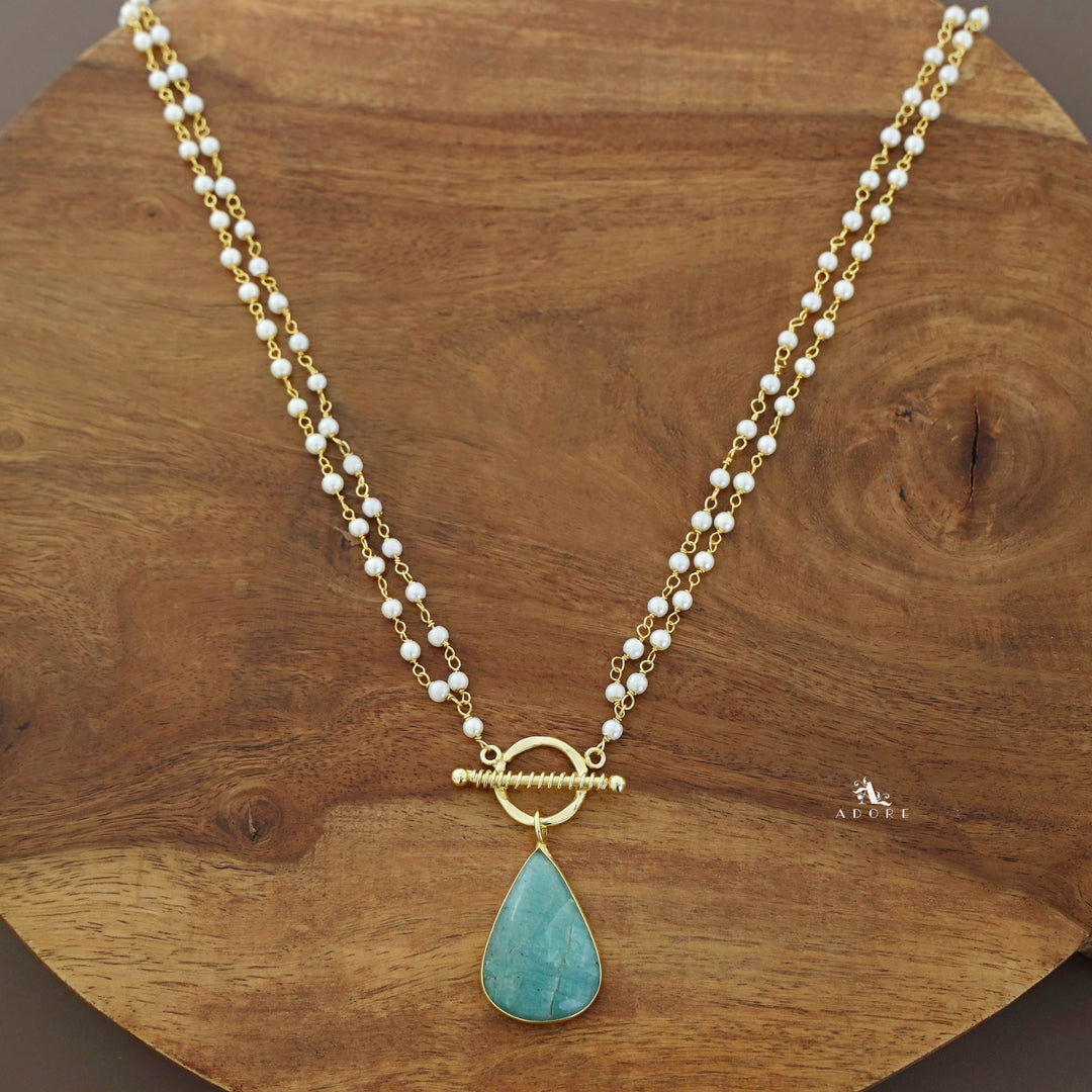 Double Layer Natural Stone Pendant Neckpiece