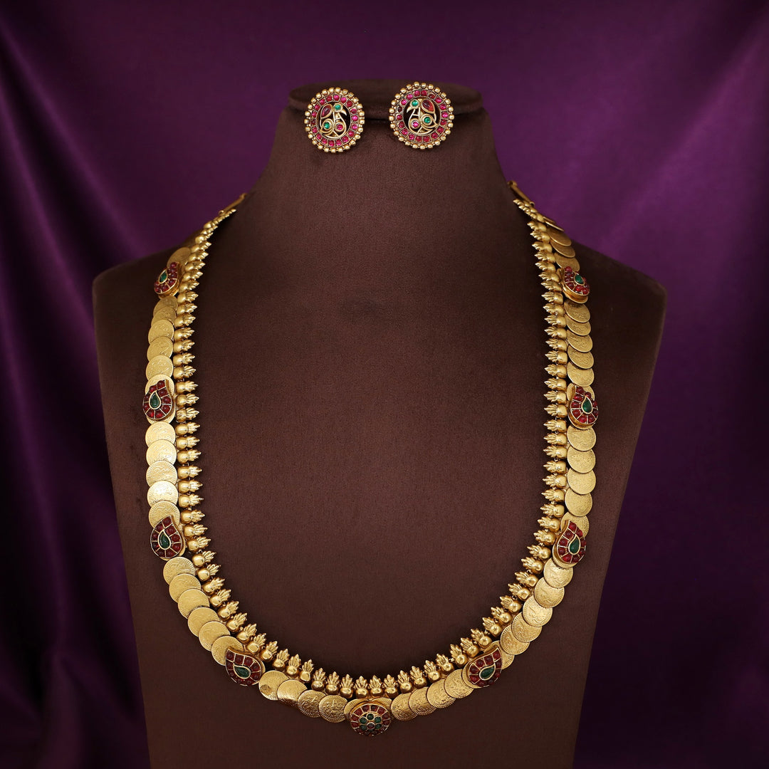 Rudrika Mango Kashi Long Neckpiece With Earring