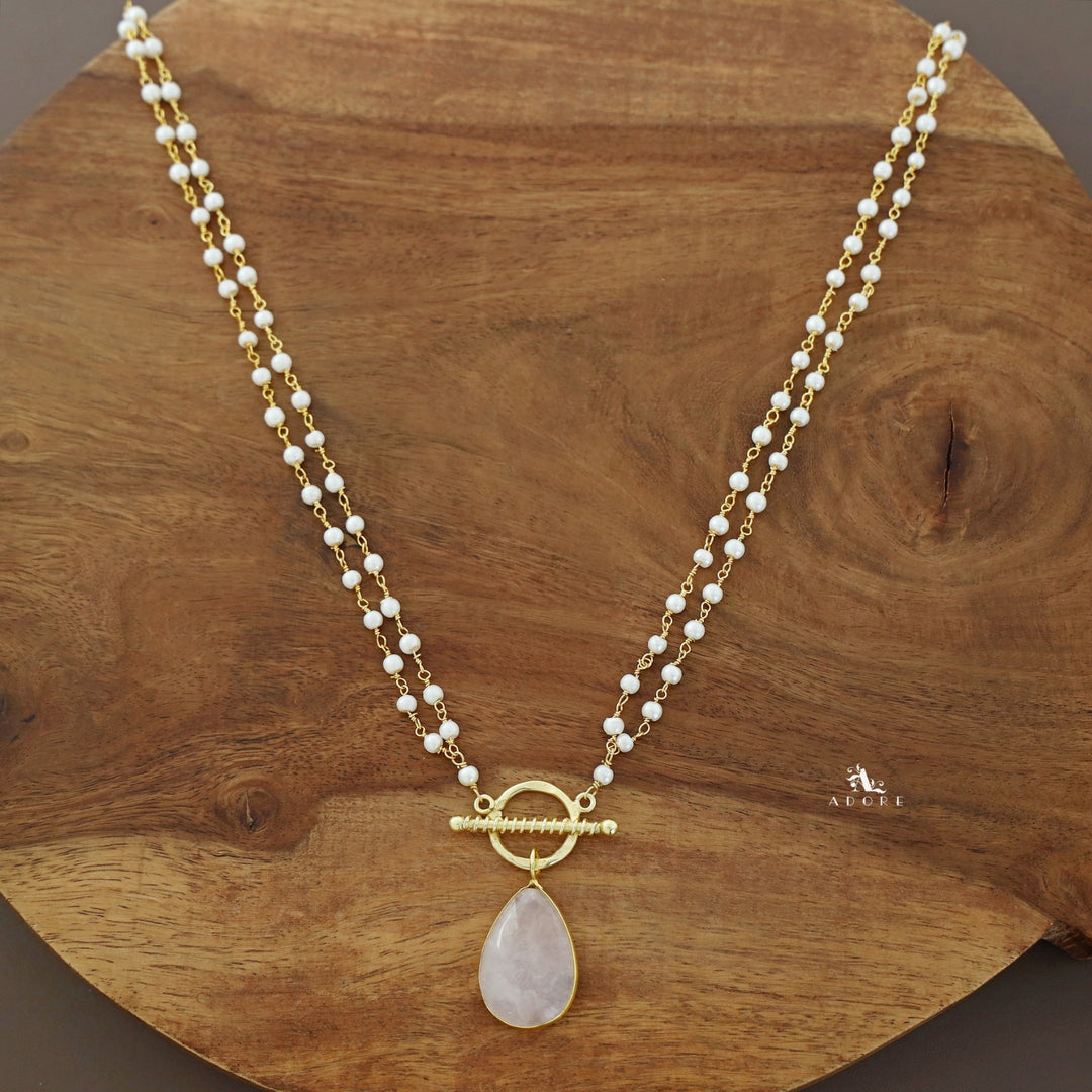 Double Layer Natural Stone Pendant Neckpiece