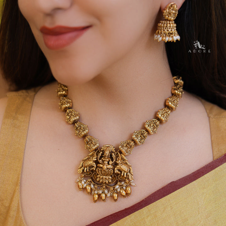 Yashika Lakshmi Pearl Neckpiece With Earring
