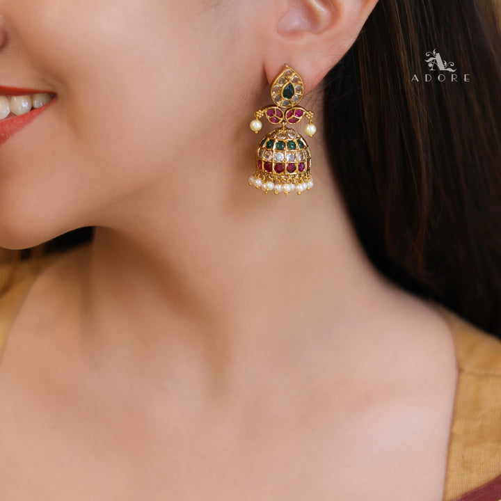 Aadarshini Multistone Pearl Jhumka