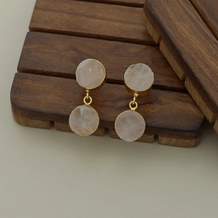 Twin Round Raw Stone Earring (Colour Option)