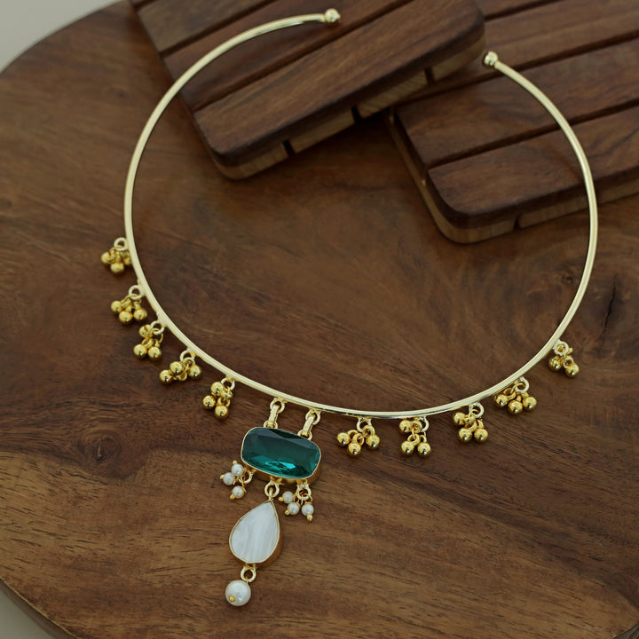 Golden Ghungroo Glossy Pearl Neck Cuff
