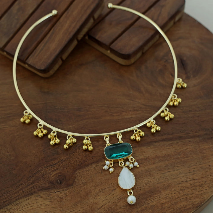 Golden Ghungroo Glossy Pearl Neck Cuff