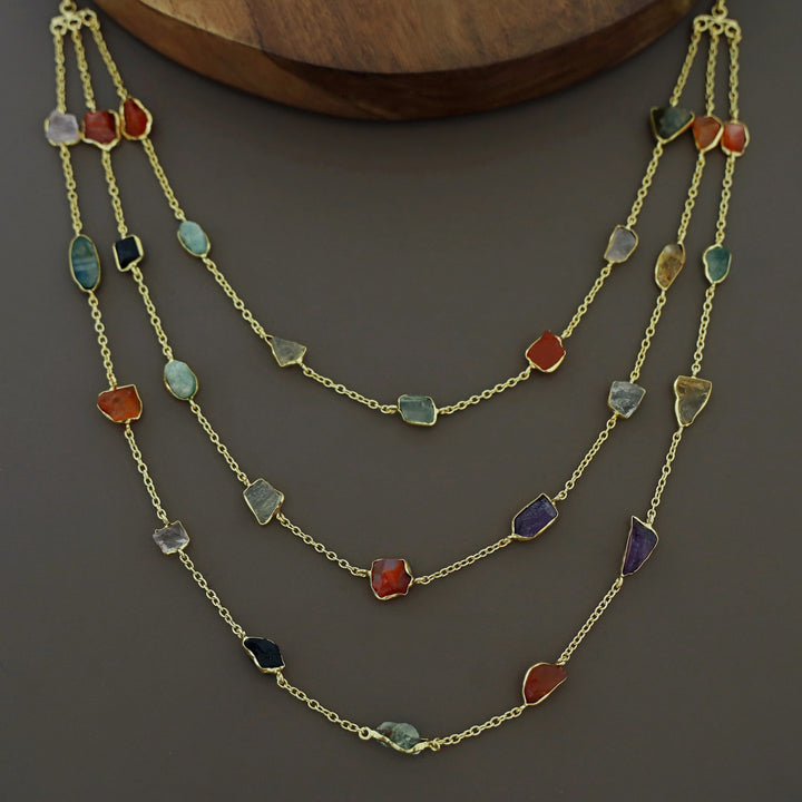 Mawar 3 Layer Raw Stone Neckpiece
