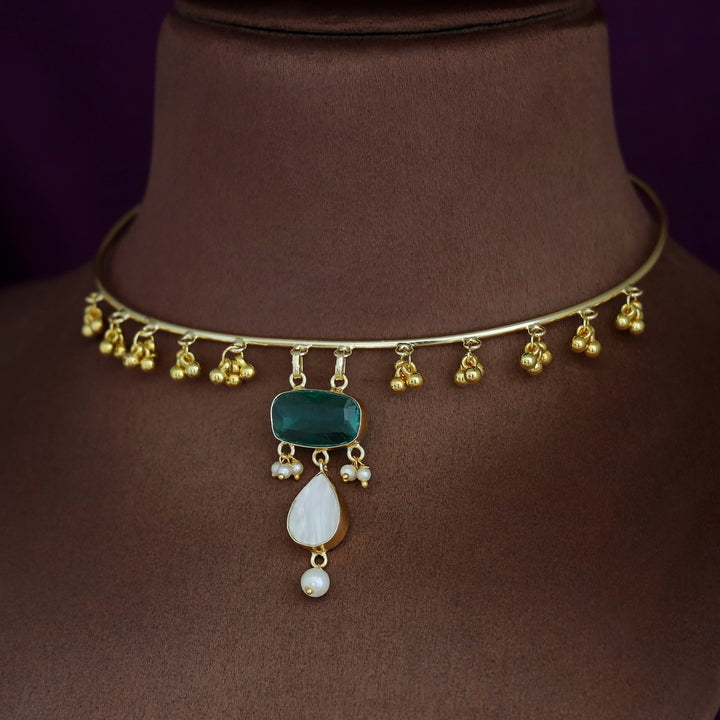 Golden Ghungroo Glossy Pearl Neck Cuff