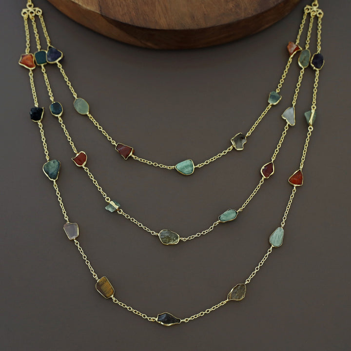 Mawar 3 Layer Raw Stone Neckpiece