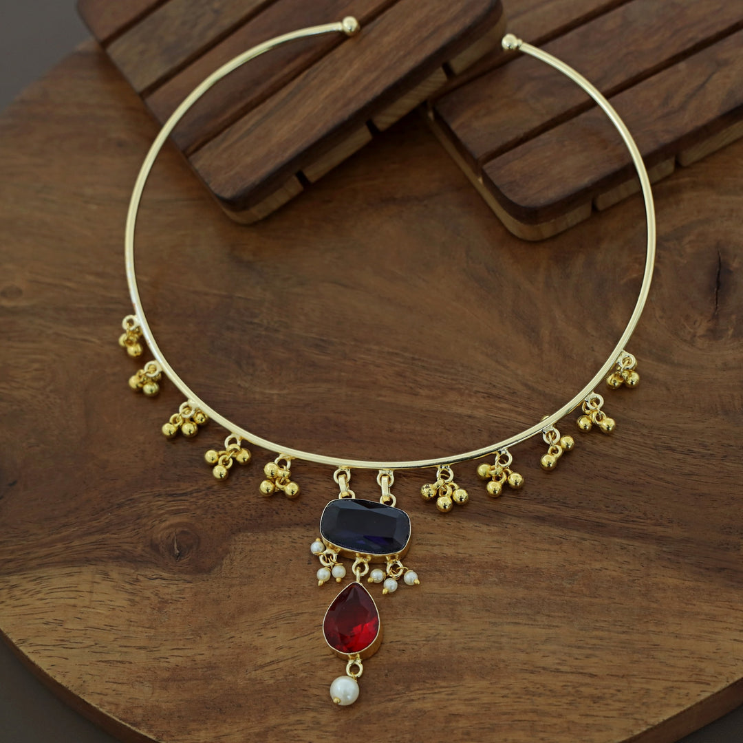 Golden Ghungroo Glossy Pearl Neck Cuff