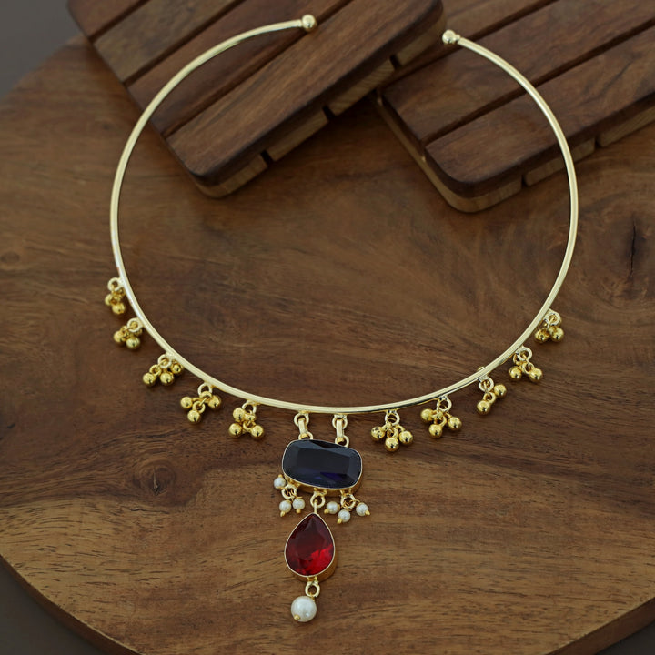 Golden Ghungroo Glossy Pearl Neck Cuff