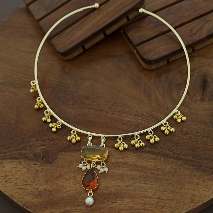 Golden Ghungroo Glossy Pearl Neck Cuff