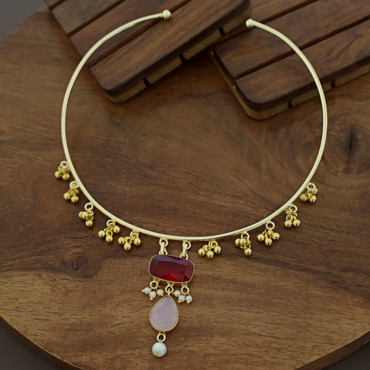 Golden Ghungroo Glossy Pearl Neck Cuff