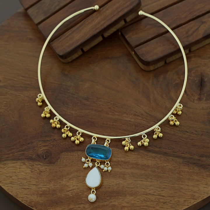 Golden Ghungroo Glossy Pearl Neck Cuff