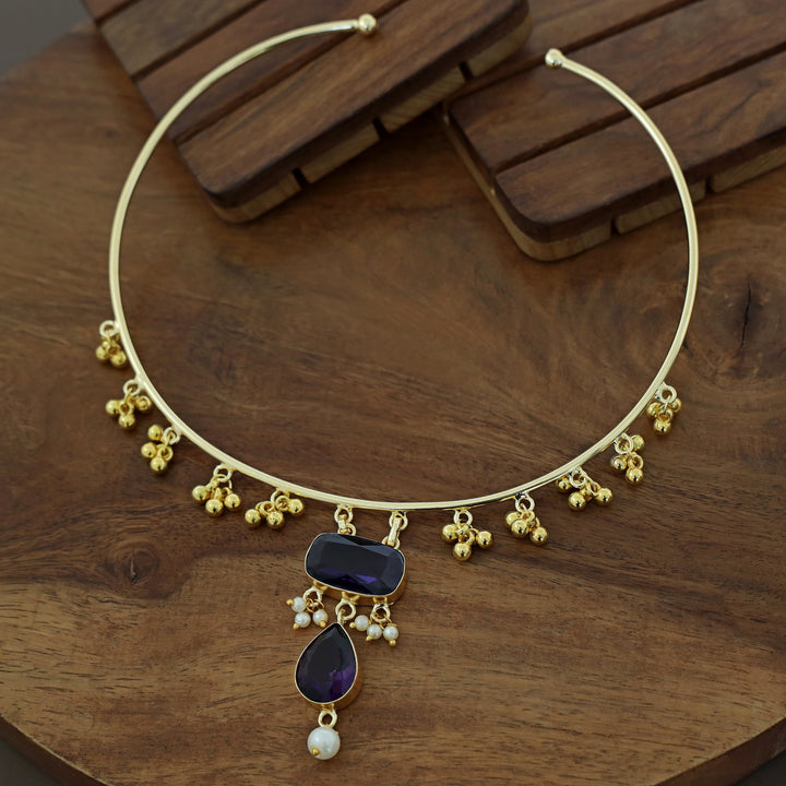 Golden Ghungroo Glossy Pearl Neck Cuff