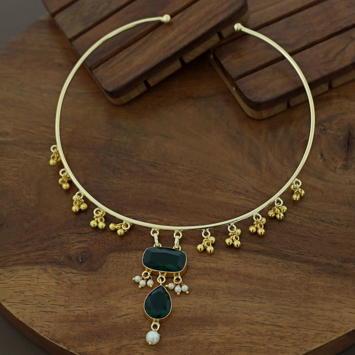 Golden Ghungroo Glossy Pearl Neck Cuff