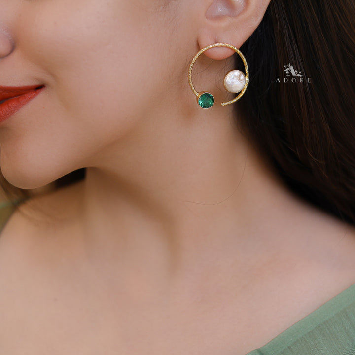Textured Lynx Baroque Hoop Earring