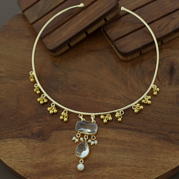 Golden Ghungroo Glossy Pearl Neck Cuff