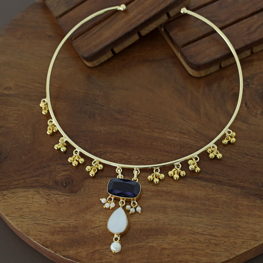 Golden Ghungroo Glossy Pearl Neck Cuff