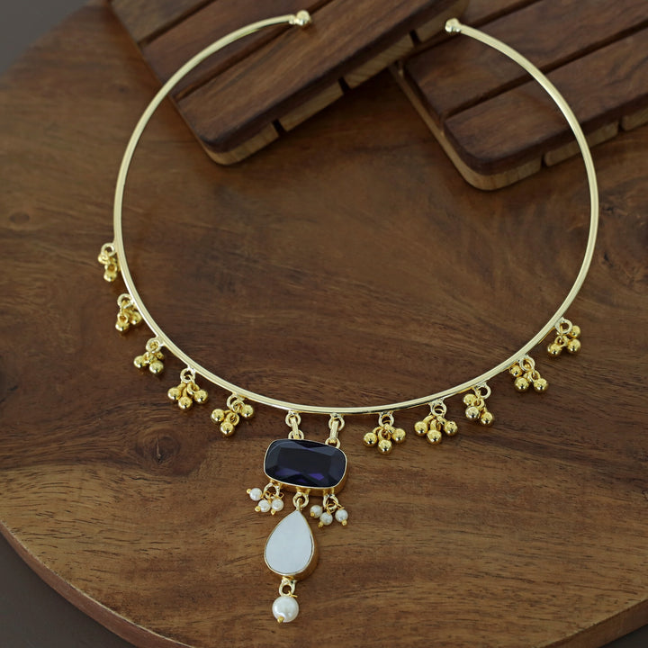 Golden Ghungroo Glossy Pearl Neck Cuff