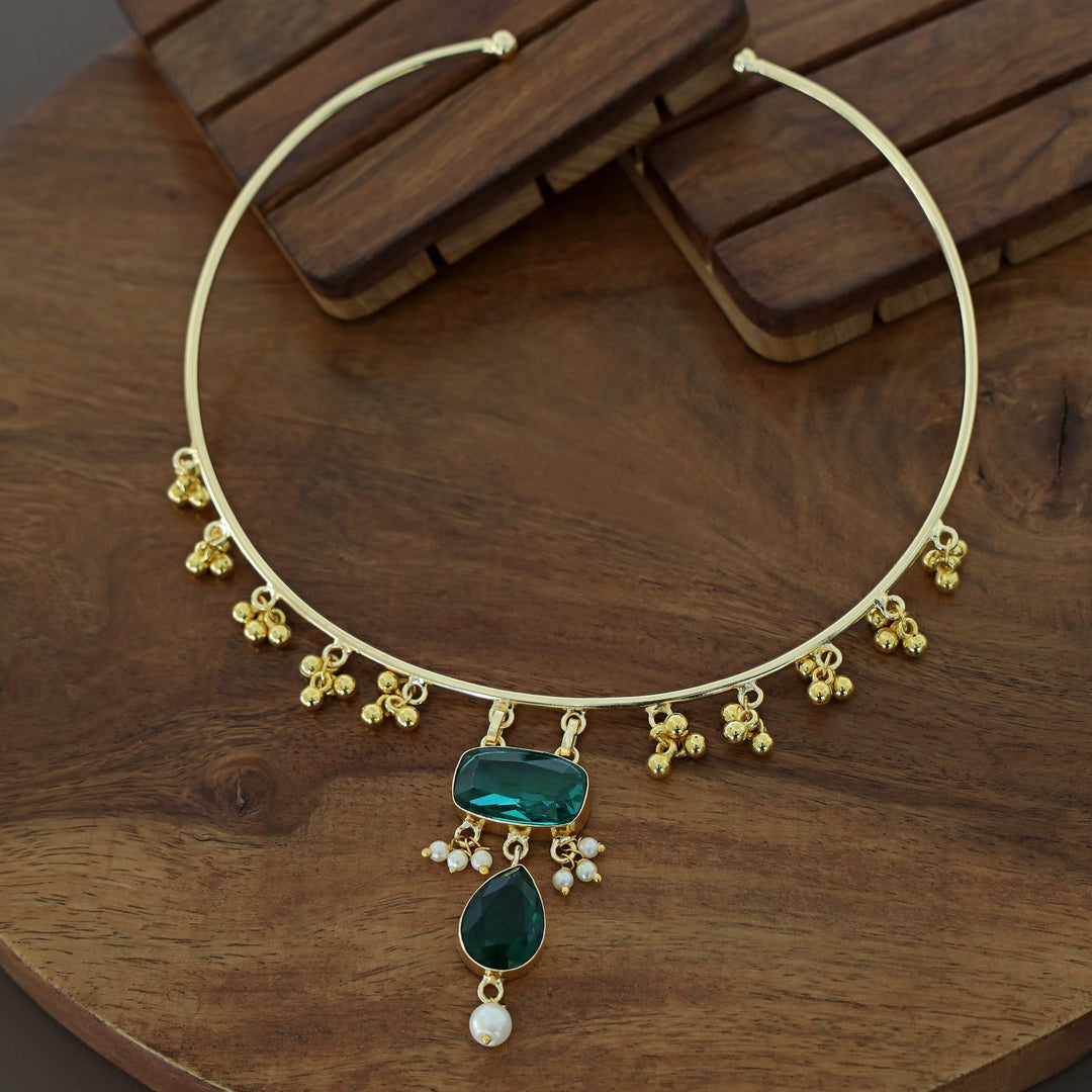 Golden Ghungroo Glossy Pearl Neck Cuff