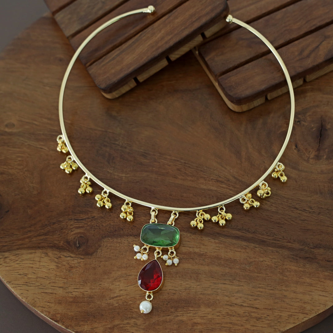 Golden Ghungroo Glossy Pearl Neck Cuff