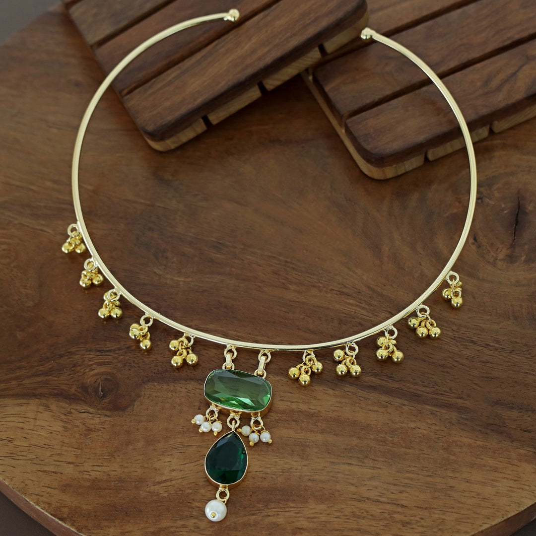 Golden Ghungroo Glossy Pearl Neck Cuff