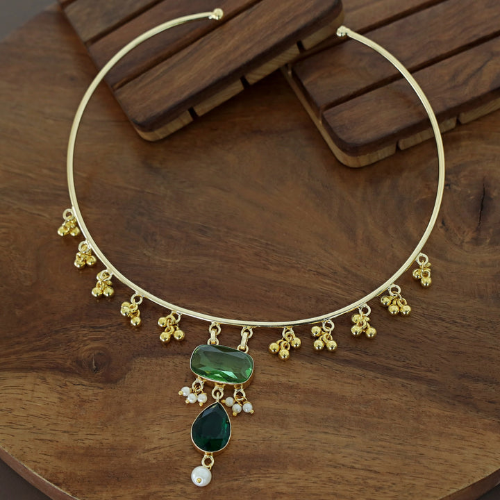 Golden Ghungroo Glossy Pearl Neck Cuff