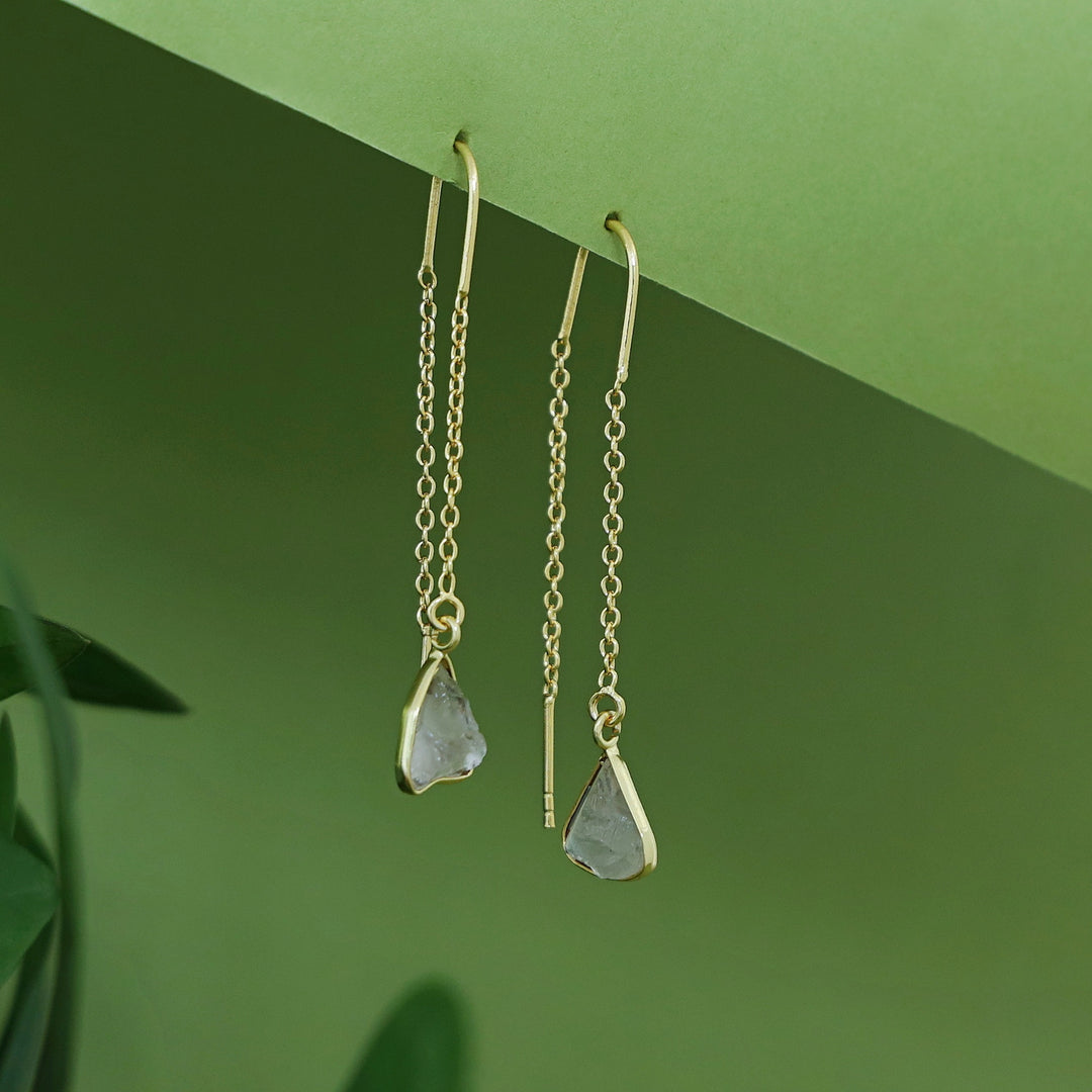 Mawar Raw Stone Needle and Thread Earring