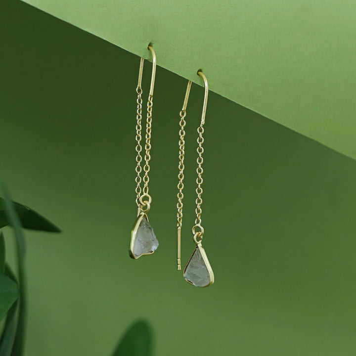 Mawar Raw Stone Needle and Thread Earring