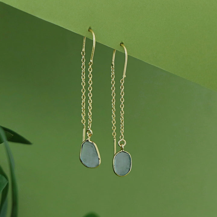 Mawar Raw Stone Needle and Thread Earring