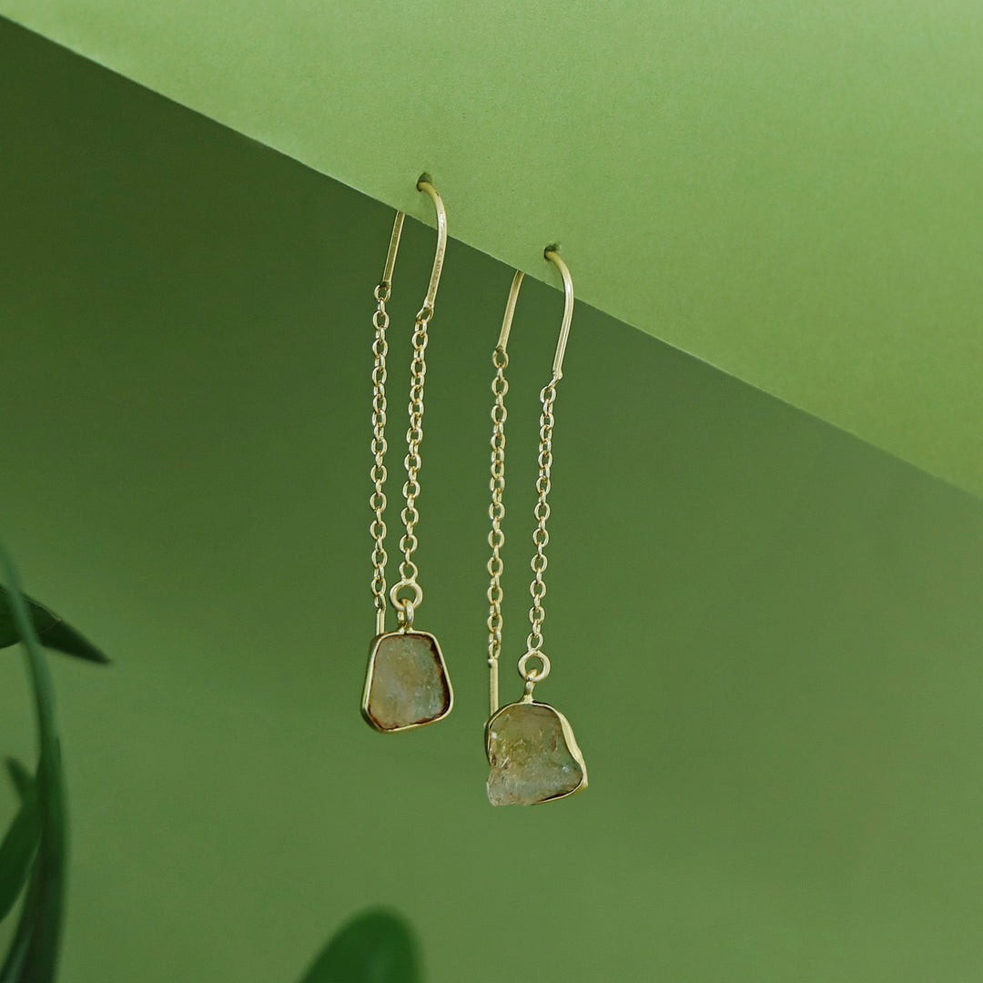 Mawar Raw Stone Needle and Thread Earring