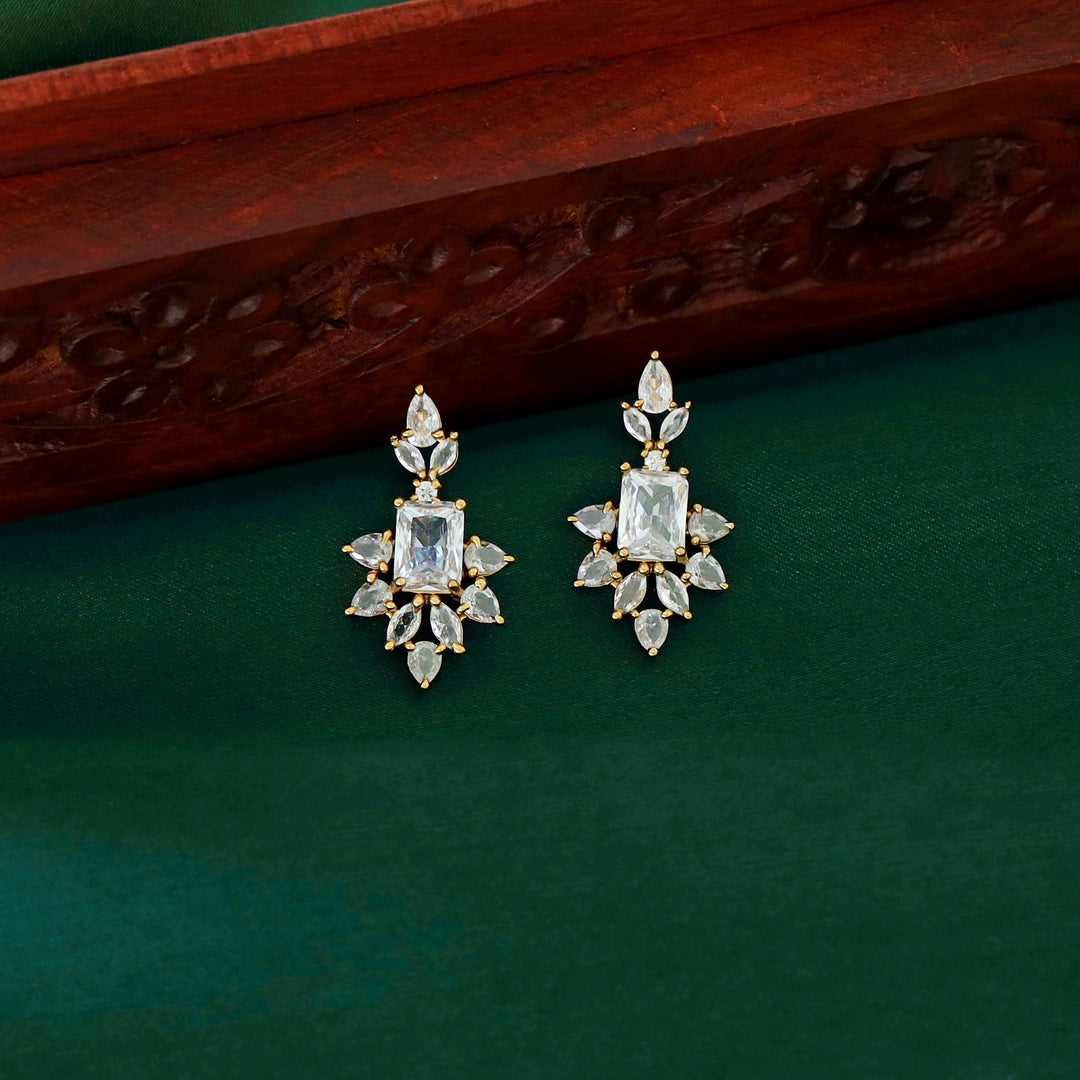 Arjita Glossy AD Stone Drop Neckpiece With Earring