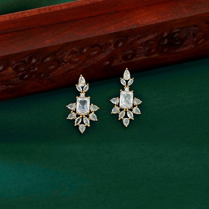 Arjita Glossy AD Stone Drop Neckpiece With Earring