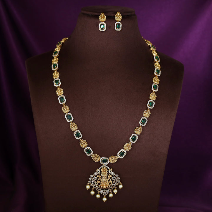 Aasha Devi AD Stone Pearl Neckpiece with Earring